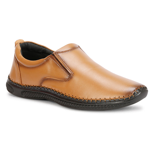 Tan Color Genuine Leather Formal Slip-On Shoes For Men