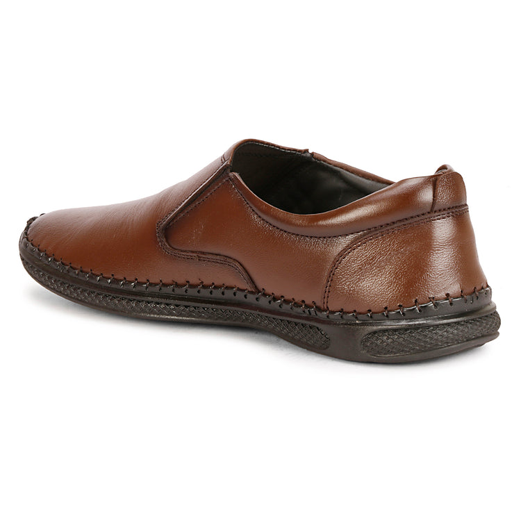 Brown Color Genuine Leather Formal Slip-On Shoes for Men