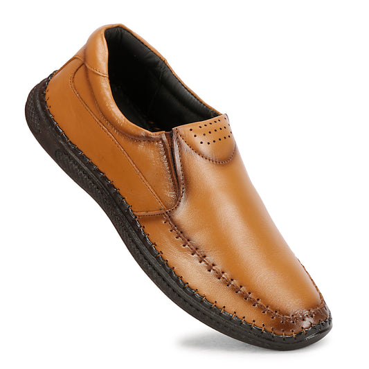 Genuine Leather Formal Slip-On Tan Shoes For Men