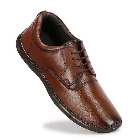 Genuine Leather Formal Lace Up Brown Shoes For Men