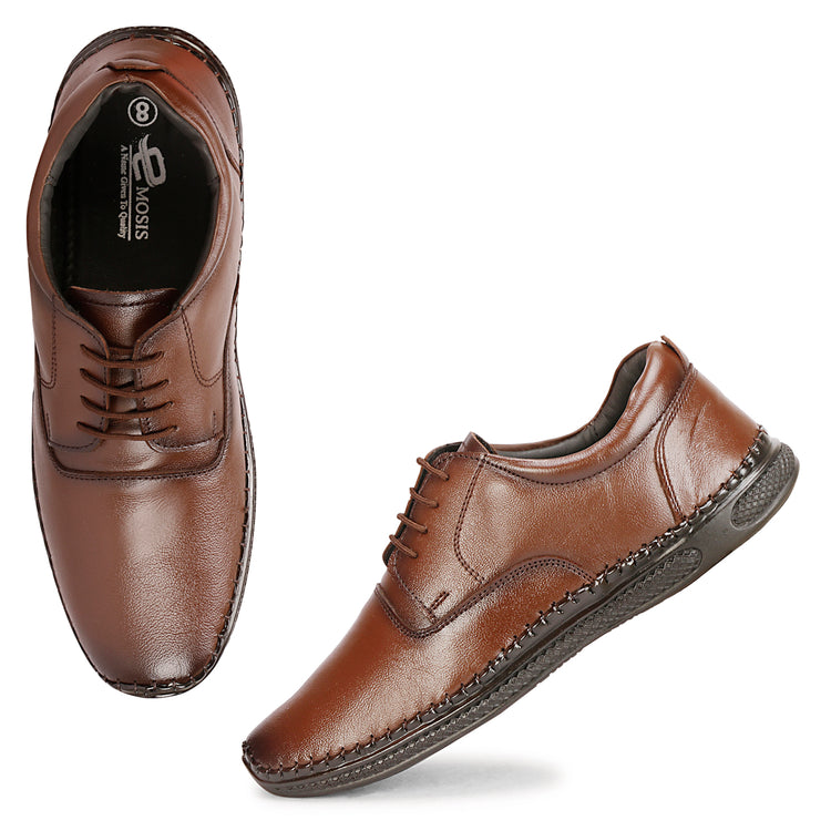 Genuine Leather Formal Lace Up Brown Shoes For Men