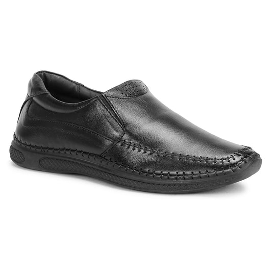 Genuine Leather Formal Slip-On Black Shoes For Men