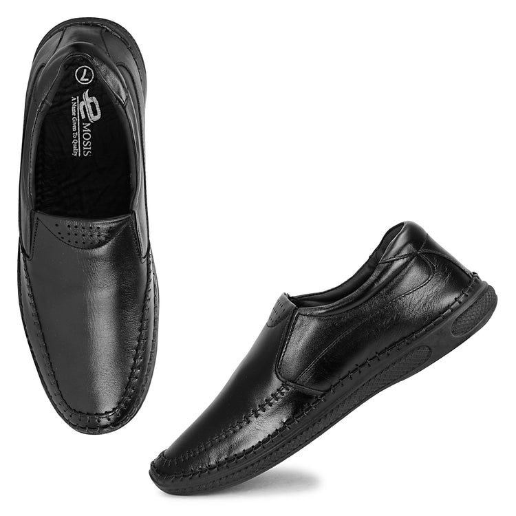 Genuine Leather Formal Slip-On Black Shoes For Men