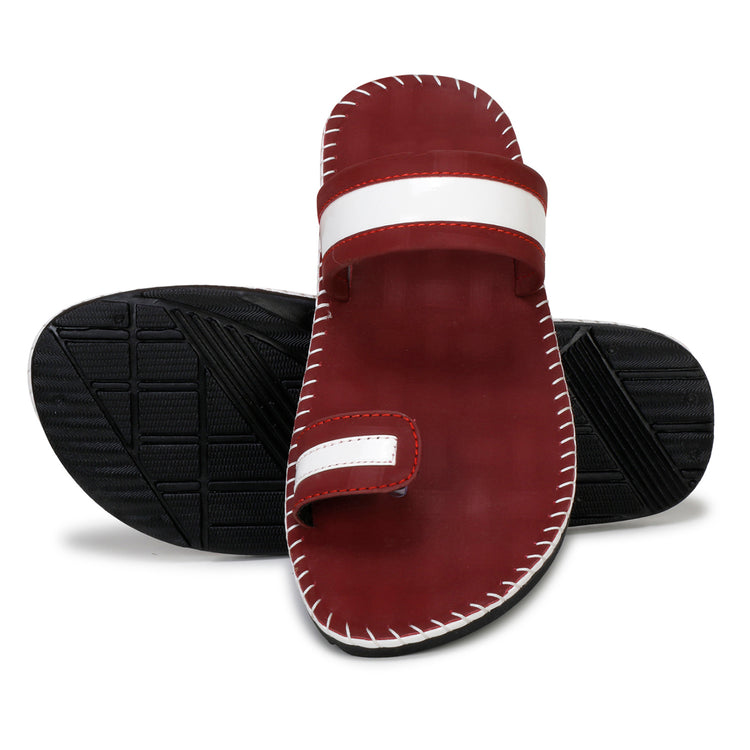 Men Faux Leather Thong Toe Strap Colorful Slipper cum Chappal/Flip-Flop - E0515G