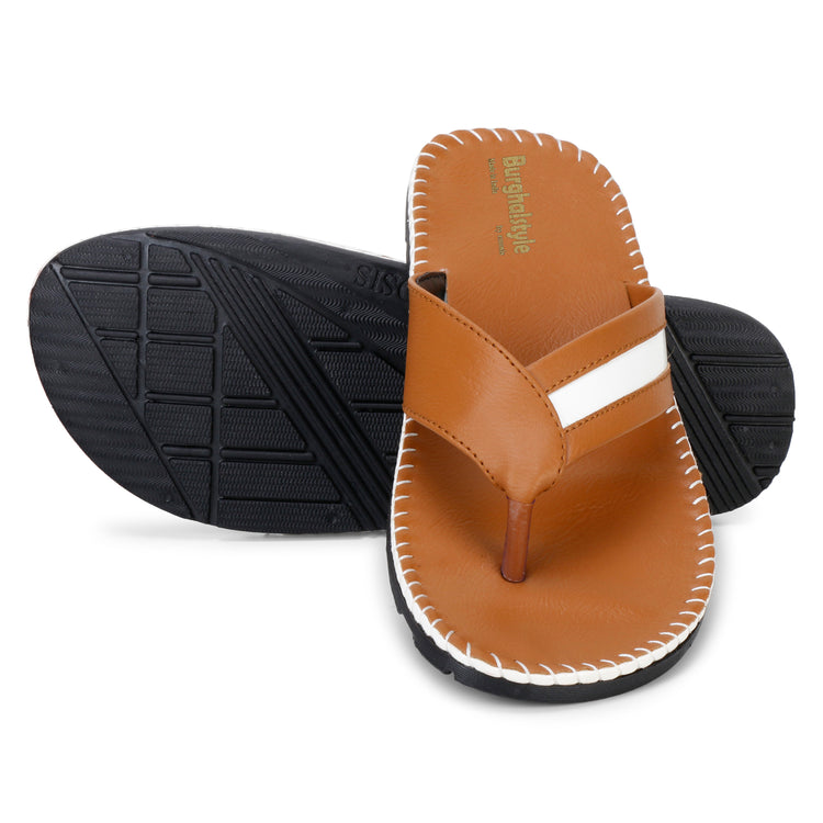 Men Faux Leather Thong Strap V-Shape Slipper cum Chappal/Flip-Flop - E0527