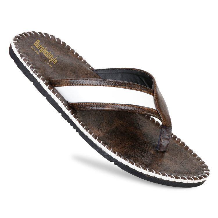 Men Faux Leather Thong Strap V-Shape Slipper cum Chappal/Flip-Flop - E0527A