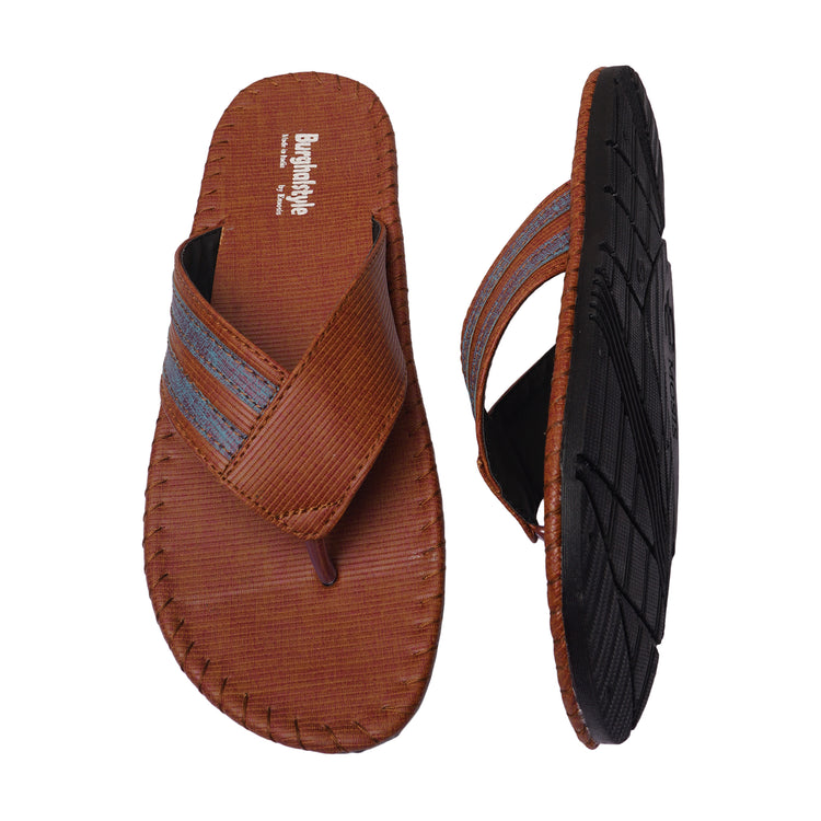 Men Faux Leather V-Shape Stylish & Colorful Slipper Flip-Flop, Chappal - E00552