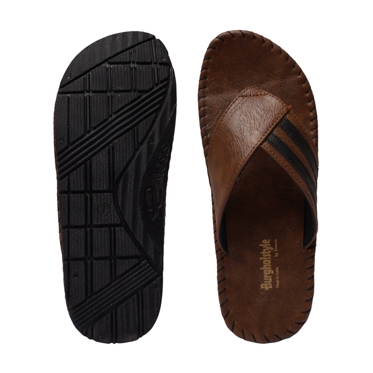 Men Faux Leather V-Shape Stylish & Colorful Slipper Flip-Flop, Chappal - E0552H