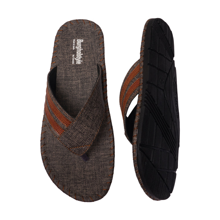 Men Faux Leather V-Shape Stylish & Colorful Slipper Flip-Flop, Chappal - E0552F