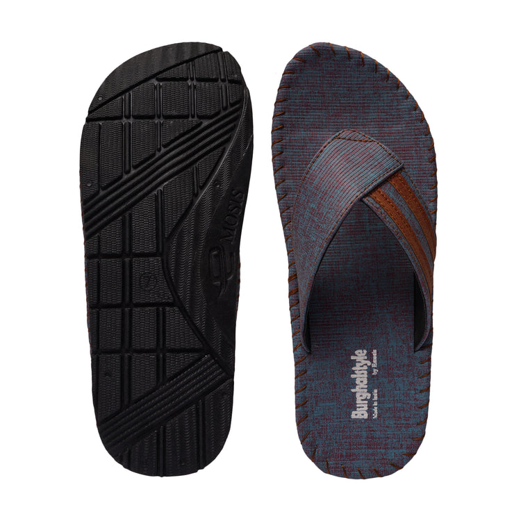 Men Faux Leather V-Shape Stylish & Colorful Slipper Flip-Flop, Chappal - E0552G