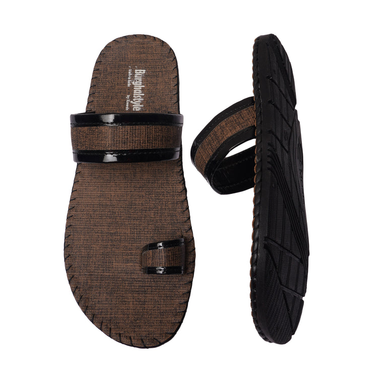 Men Faux Leather Thong Toe Strap Colorful Slipper cum Chappal/Flip-Flop - E0554A