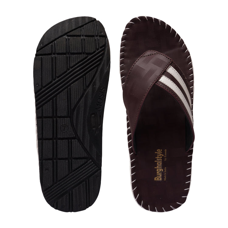 Men Faux Leather V-Shape Stylish & Colorful Slipper Flip-Flop, Chappal - E0552K