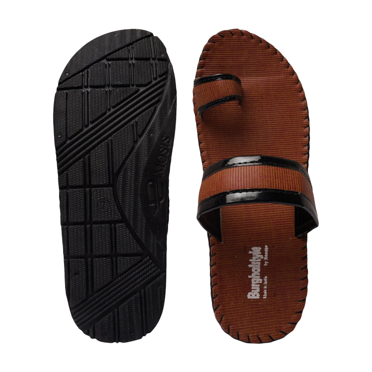 Men Faux Leather Thong Toe Strap Colorful Slipper cum Chappal/Flip-Flop - E0554