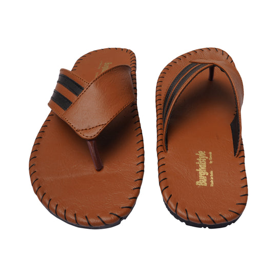 Men Faux Leather V-Shape Stylish & Colorful Slipper Flip-Flop, Chappal - E0552I