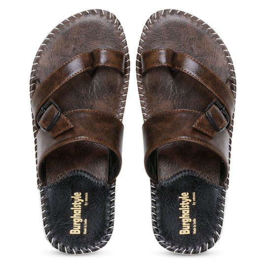 Men Faux Leather Thong Casual Ethnic Slipper cum Chappal/Flip-Flop - E0528A