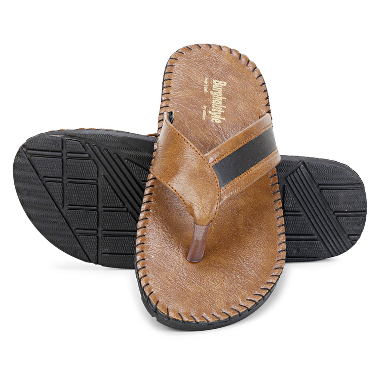 Men Faux Leather Thong Strap V-Shape Slipper cum Chappal/Flip-Flop - E0527C