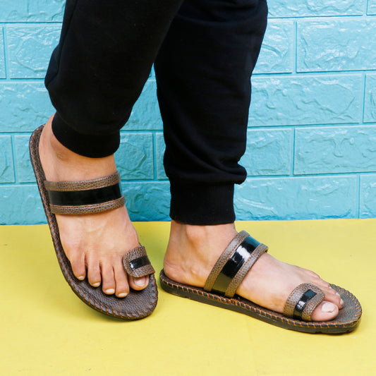 Men Faux Leather Thong Toe Strap Colorful Slipper cum Chappal/Flip-Flop - E0515M