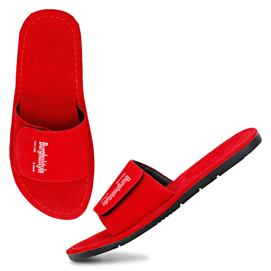 Men Slipper Suede Velcro Slide Outdoor Slipper Flip-Flop cum Chappal - E0321A