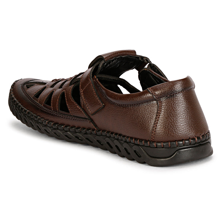 Vegan Leather Brown Color Roman Sandals For Men