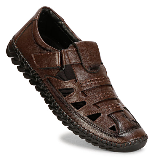 Vegan Leather Brown Color Roman Sandals For Men