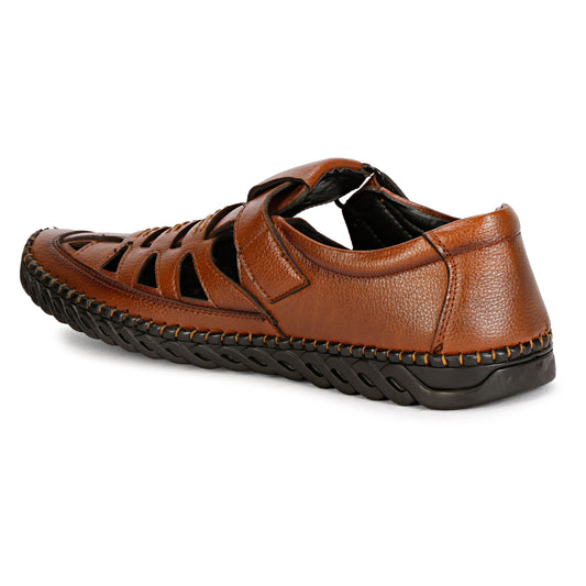 Vegan Leather Tan Color Roman Sandals For Men
