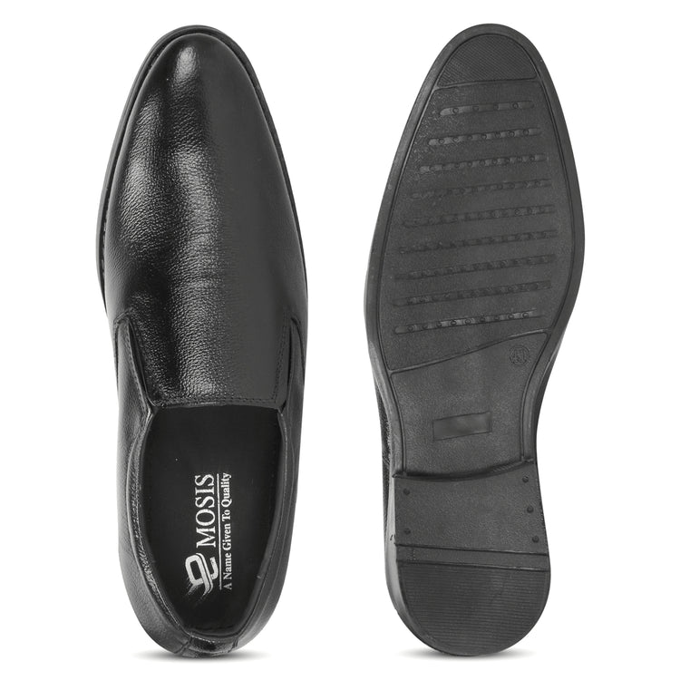 Black Color Genuine Leather Formal Slip-On Shoes for Men