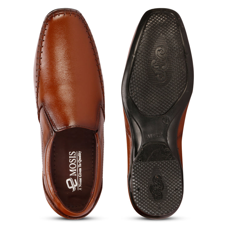 Tan Color Genuine Leather Formal Slip-On Shoes for Men